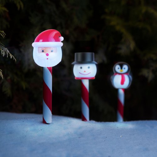 Vianočná solárna lampa – LED – Santa Claus, snehuliak, tučniak – 36,5 x 6 x 6 cm