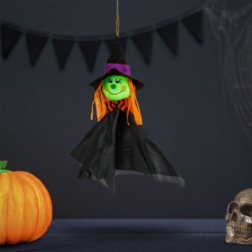 Halloweenska dekorácia - závesná - čarodejnica - 48 x 44 cm
