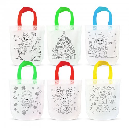 Taška na vymaľovanie – vianočná – so 4 fixkami – 24 x 22 cm – 6 druhov