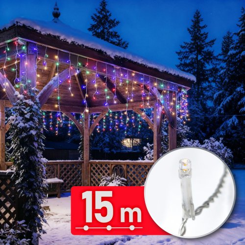 Svetelná reťaz – 15 m – 600 LED – 220–240 V – 6 W – priehľadný kábel