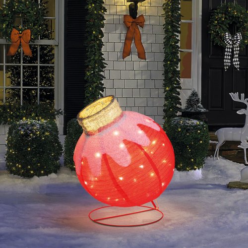  Svetelná dekorácia – guľová ozdoba – 60 LED – 60 x 83 cm – červená – 100–200 V AC