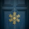 Vianočná dekorácia – snehová vločka – trblietavá zlatá – závesná – 31 cm