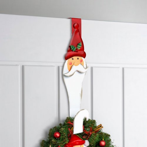 Vianočný dverový vešiak – kovový – Santa – 38 cm