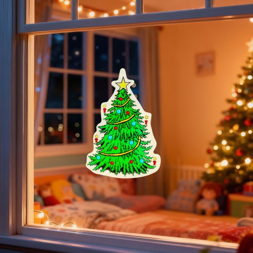 Vianočná okenná dekorácia - vianočný stromček - s prísavkou - 30 x 29 cm