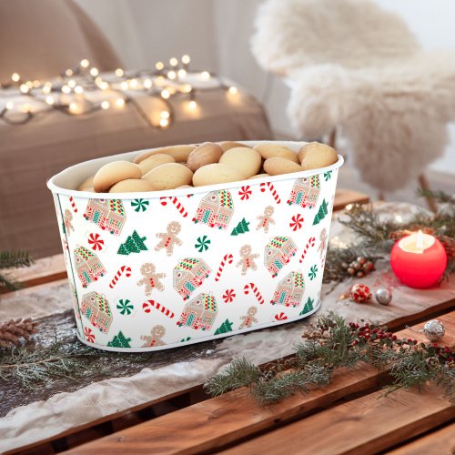 Vianočný kovový kôš - domčeka - 19 x 11,5 x 9,5 cm