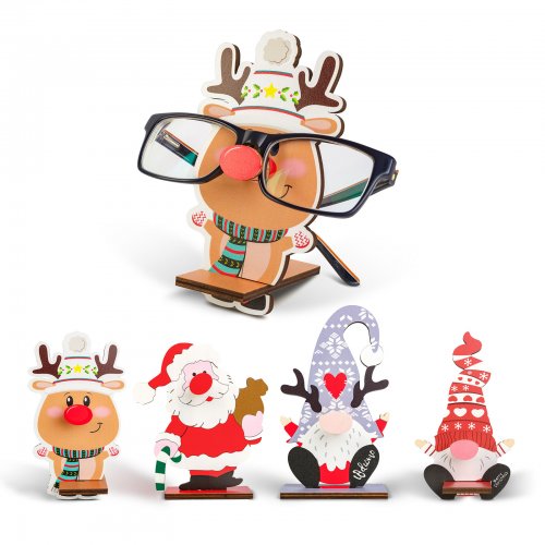 Vianočná dekorácia - stolný držiak na okuliare - 14 x 10 cm - 4 druhy