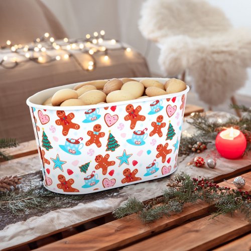 Vianočný kovový kôš - s motívom perníka - 19 x 11,5 x 9,5 cm