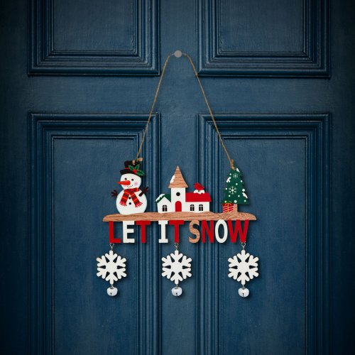 Vianočná dekorácia - závesná - drevená - so zvončekom - 23 x 20 cm - 2 druhy