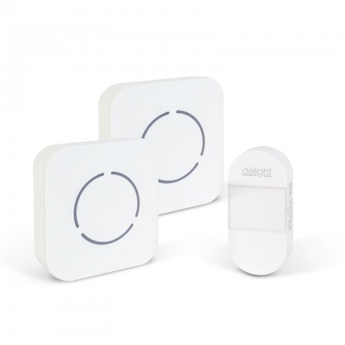 Digitálny bezbatériový a bezdrôtový zvonček – Kinetický – 2 vnútorné jednotky – biely – modrá LED