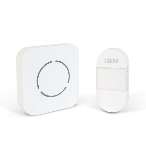 Digitálny bezbatériový a bezdrôtový zvonček – Kinetický – biely – modrá LED