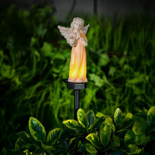 Solárny anjelik – modliaci sa – 1 teplá biela LED – živica – 49 x 11 x 6,5 cm