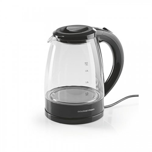 GOURMETMAXX Sklenená kanvica na vodu 1,8L 1800W čierna/strieborná