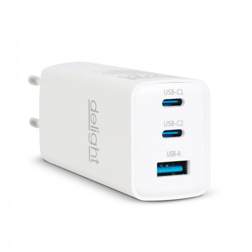 Sieťová adapér - USB-A 20W + Type-C PD45W s rýchlym nabíjaním - biely