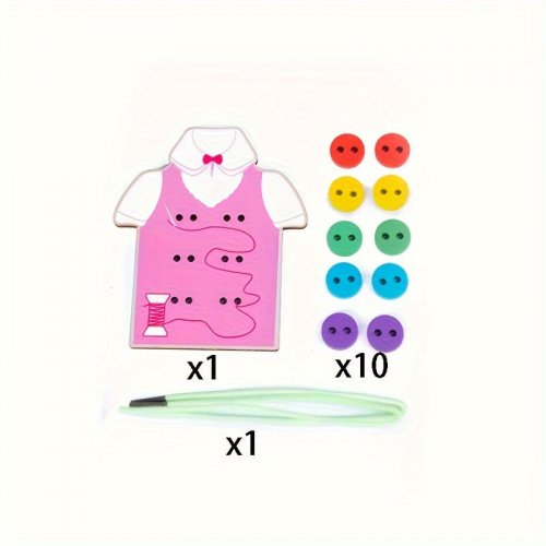 12-dielna drevená sada na šnurovanie odevov a obuvi