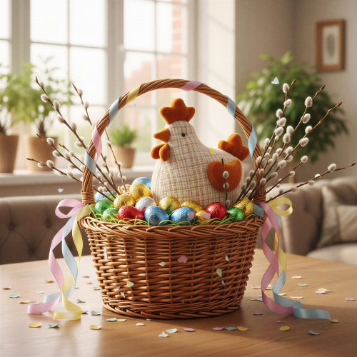 Textilná dekorácia - sliepočka - 18 cm