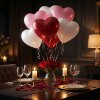 Balónová sada - v tvare srdca - červená/biela/ružová - 10 ks / balenie