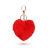Prívesok na kľúče - v tvare srdca - plyš, červený - 13 x 10 cm