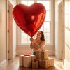 Obrovský balón - červené srdce - fólia - 79 cm