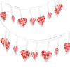 Girlanda - papier - červené kárované srdcia - 2 m