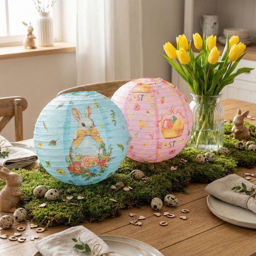 Veľkonočná dekorácia - lampión - papier - Ø30 cm