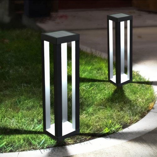 Zapichovacia solárna lampa – 1 teplá biela SMD LED – 10,5 x 10,5 x 46 cm
