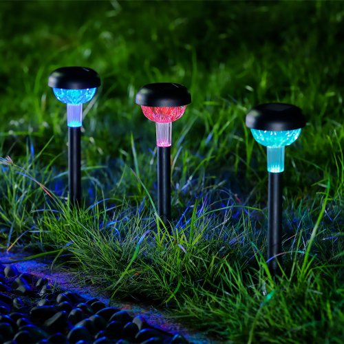 Zapichovacie solárne svietidlo – RGB LED – 7 x 30 cm – meniace farbu