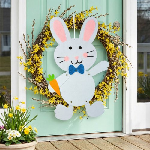 Veľkonočná závesná dekorácia - zajačik, filc