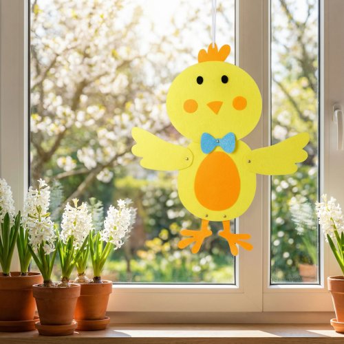 Veľkonočná závesná dekorácia - kuriatko, filc