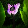 Zapichovacia solárna lampa – motýľ – fialový – 13 x 6,5 x 35 cm – teplá biela + farebné LED