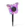 Zapichovacia solárna lampa – motýľ – fialový – 13 x 6,5 x 35 cm – teplá biela + farebné LED