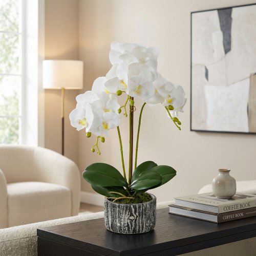 Umelá rastlinná dekorácia - orchidea - 2 druhy - 53 cm