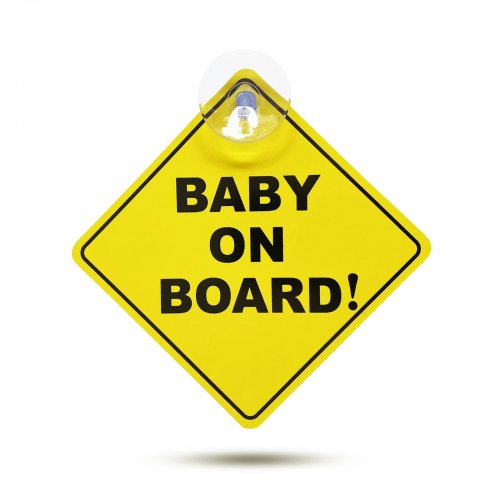 Tabuľka „Baby on Board” s prísavkou – 12,7 x 12,7 cm