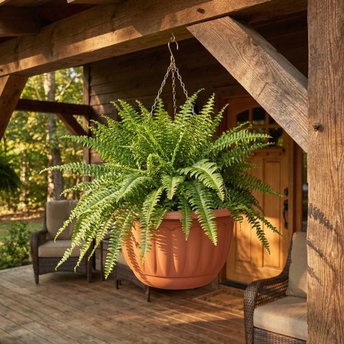 Závesný plastový kvetináč s retiazkou - terakota - 30 x 18 cm