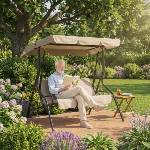 Záhradná hojdačka - 170 x 110 x 153 cm - tmavobéžová