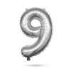 Narodeninový fóliový balón číslo 9 - strieborný - 40"