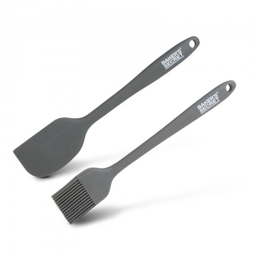 Baker's Secret – 2-dielna sada silikónového štetca a stierky – 21/22 cm – čierna