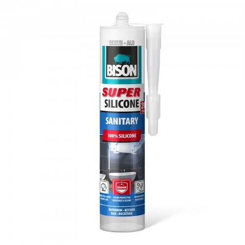 Bison Super sanitárny silikón, biely, 280 ml