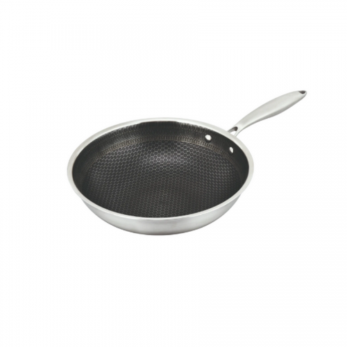 BRATMAXX Nerezová wok panvica s nepriľnavým povrchom 28 cm so štruktúrou včelieho plástu, 4-vrstvová