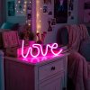 Neónová LED lampa - ružový „Love“ - 3 x AA + USB - 34 x 1,6 x 12,5 cm