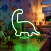 Neónová LED lampa - zelený dinosaurus - 3 x AA + USB - 25,9 x 8,5 x 24,3 cm