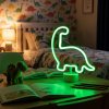 Neónová LED lampa - zelený dinosaurus - 3 x AA + USB - 25,9 x 8,5 x 24,3 cm