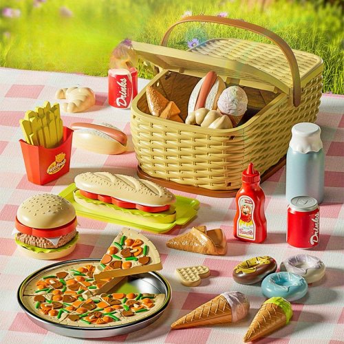 Pikniková súprava s burgerom, pizzou a hranolkami