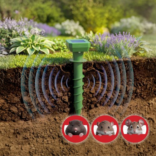 Zapichovateľný solárny odpudzovač škodcov - 80 mAh - 500 m2 - IP44