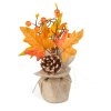 Dekorácia z umelých kvetov – v jutovom kvetináči – 20 cm - 2 varianty