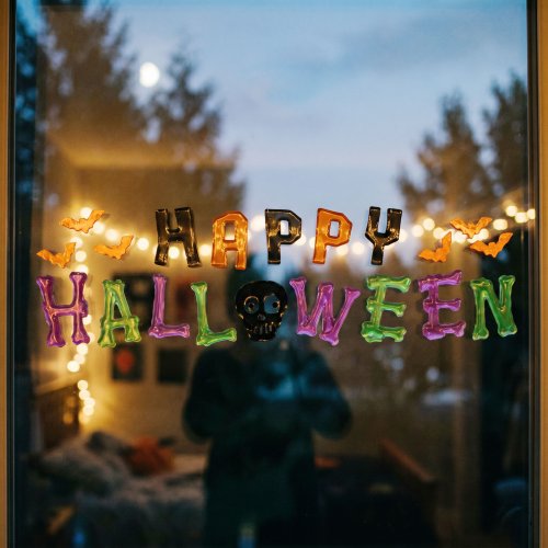 Halloweenová gélová okenná nálepka - 50 x 15 cm - 2 druhy