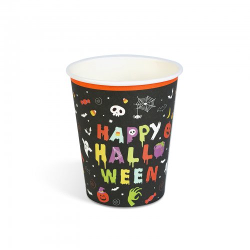 Halloweenový papierový pohár - "Happy Halloween" - 2,5 dl - 8 ks / balenie