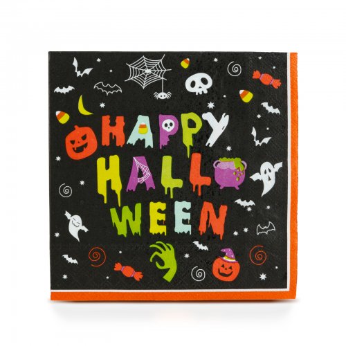 Halloweenová papierová servítka - "Happy Halloween" - 2-vrstvová - 33 x 33 cm - 16 ks / balenie