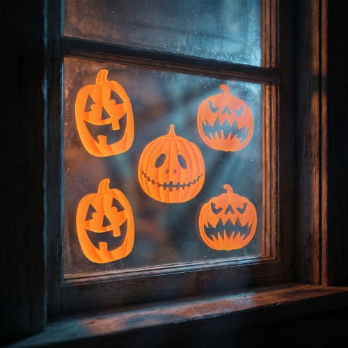 Halloweenová 3D gélová okenná dekorácia - tekvica - 30 x 30 cm - 9 ks / balenie