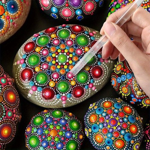 16-dielna mandala bodkovacia súprava s akrylovými tyčinkami, tyčinkou a 3 maľovacími šablónami