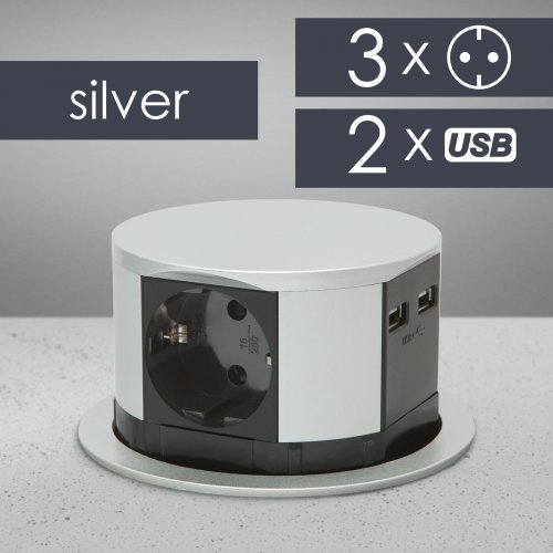 Predlžovačka skrytá - 3-itá + USB-A + Type-C